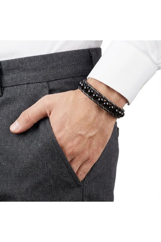 Beycen Aksesuar Parlak Oniks Taşı Örmeli Deri Bileklik 39022b2d8m25 Çok Renkli 87802874