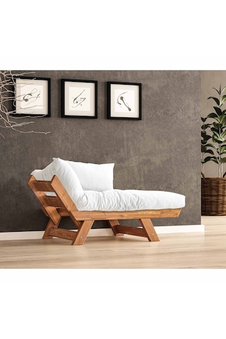 Woodesk Adalar Masif Tik-kırık Beyaz Renk Berjer Cpt8151-140 Camel