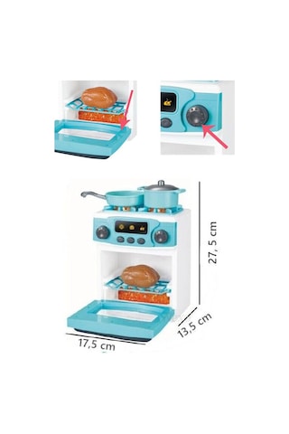 Pilli Işıklı Sesli Evcilik Mutfak Çocuk Eğitici Oyuncak Fırın Seti Full Fonksiyon