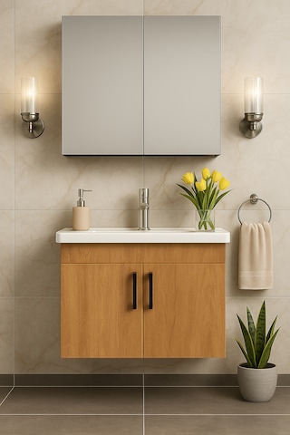Dmz Home Concept Liventa 65 Cm Ahşap Renkli, Seramik Lavabolu, Md Ahşap