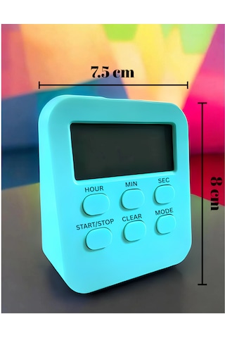 Öğrenci Ders Çalışma Saati Kronometreli Araç Saati Mutfak Bozdolabı Magnet Saat Zamanlayıcı Mavi