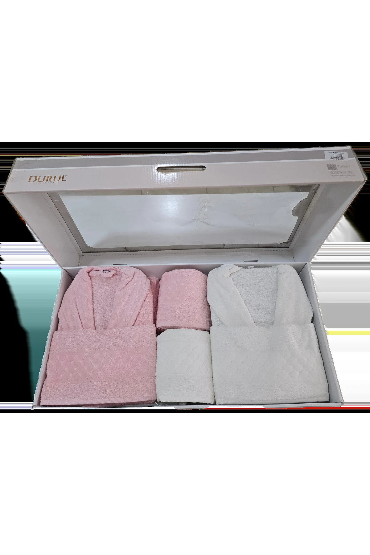 Durul Bornoz Seti Beyaz - Pembe