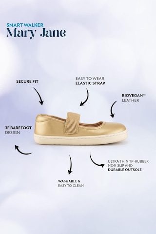 Smart Walker Mary Jane Altın Yıldız Barefoot Kız Babet Ayakkabı Altın