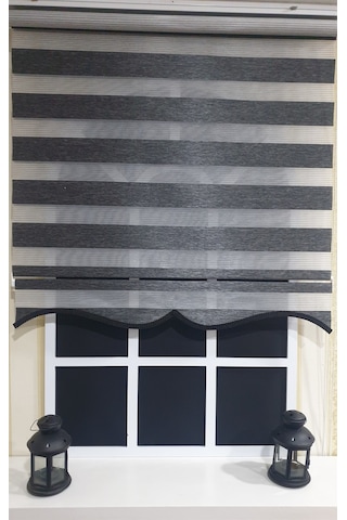 Zebra Stor Perde Organze Siyah Kırçıl Etek Dilimli Stb904 Siyah