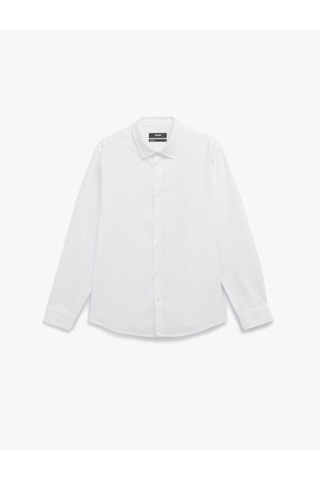 Koton Pamuklu Uzun Kollu Klasik Yaka Slim Fit Gömlek Beyaz 6wam60161hw Beyaz