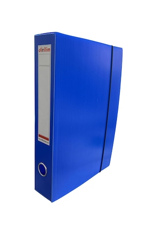 Tr Arşiv Klasörü 24x5x32cm A4 İçin Oluklu Plastik Mavi Lastikli Sırt Etiketli Metal Parmak Halkalı Arşiv Kutusu 3