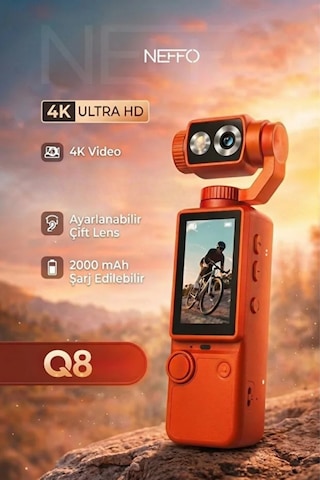 4k Hd Taşınabilir Vlog Spor Ve Aksiyon Kamerası 2.0" Döndürülebilir Ips Ekran Gimbal Kamera Turuncu