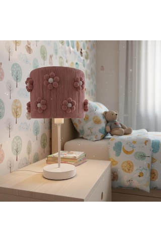 Elizim Home Lighting Makrome Papatyalı Abajur Pembe