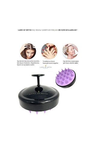 Land Of Myth Yumuşak Dişli Saç Derisi Masaj Şampuan Fırçası-SİYAH