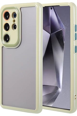 Ardemix Galaxy Uyumlu S24 Ultra Kılıf Kamera Korumalı Renkli Kenar Ve Çerçeve Tasarımlı Vit Yeşil