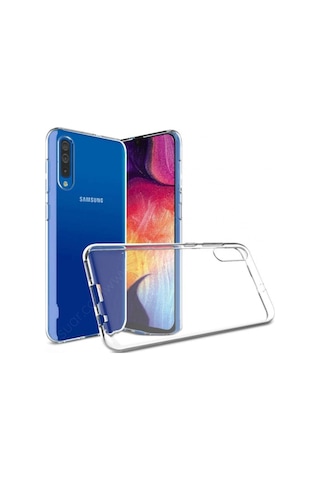 Samsung Uyumlu Galaxy A70 Şeffaf Kılıf Crystal Pc Antishock Darbe Emici Kenar Şeffaf Silikon Kapak Kılıf Turuncu