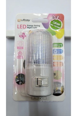 Ulbay Priz Tipi Anahtarlı Led Beyaz Işık Gece Lambası Beyaz