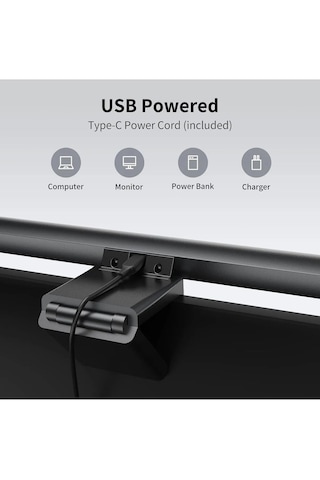 Bilgisayar Monitörü Ekran Işık Çubuğu Led Rgb Siyah Göz Bakımı Kablosuz Uzaktan Kumanda 22-30 İnç