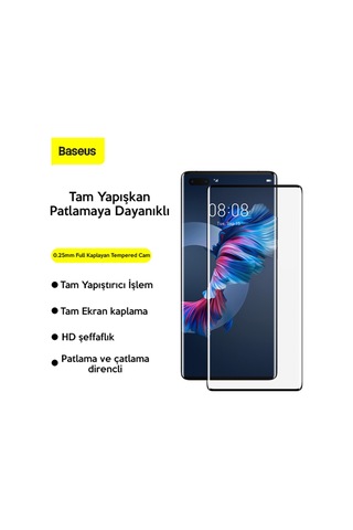 Baseus Huawei Mate 40 Pro Full 0.25Mm Kırılmaz Ekran Koruyucu Şeffaf