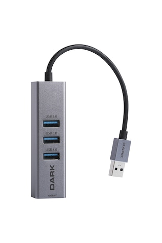 Dark Gigabit Ethernet Girişli 3 Port Usb3.0 Hub Dk Ac Usb332Gl