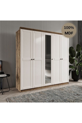 Dali 5 Kapılı Mdf Country Gardırop Aytaşı Rengi
