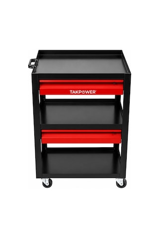 Takpower 3 Gözlü 2 Çekmeceli Parça Taşıma Arabası Kırmızı