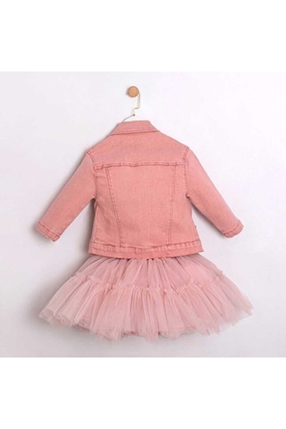 Ministok Butterfly Kız Çocuk Ceket Tütü Etek T-shirt 3'lü Takım Pembe