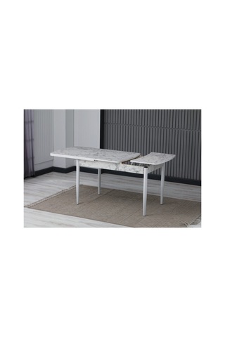 Carara Mdf 80 X 130 Açılabilir Mutfak Masası Beyaz Beyaz