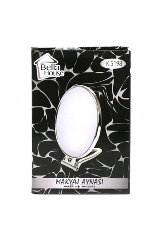 Bella House K-5198 Makyaj Aynası 6.5" 16.5x13cm Oval Gümüş Çift Taraflı Katlanır Ayaklı Diğer