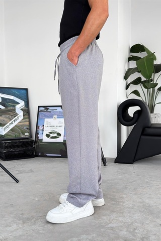 Gri Dokulu Soft Jogger Pantolon Gri