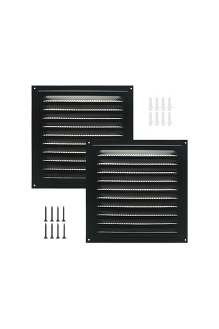 Yaleker 2 Adet 150x150mm Siyah Alüminyum Louvre Vantiliasyon Izgarası - Dış Cephe, Garaj, Tavanlar İçin Böcek Ağı Eşliğinde