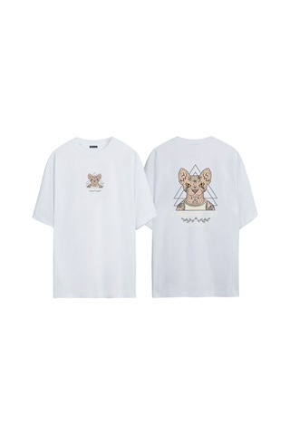 Thewert Unisex Gangster Cat Beyaz Oversize Tshirt