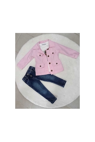 Bubiee Baby Kız Çocuğu Yağmurluklu Mont 3,lü Takım Pembe