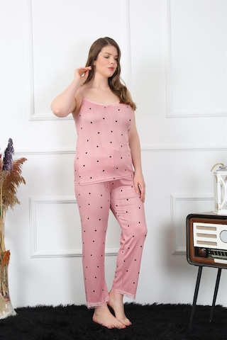 Akbeniz Kadın Büyük Beden Somon İp Askılı Pijama Takım 202196 Somon