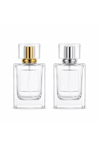 15 Adet Boş Cam Parfüm Şişe, 50 Ml, Damla Etiketli Kare Model, Şeffaf-fpd-60