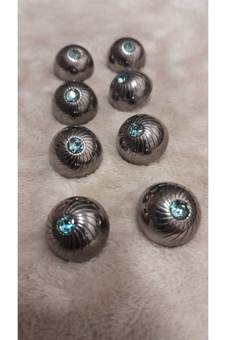 Siyah Nikel Taşlı Metal Düğme 26 Boy 18 Mm 8 Adet