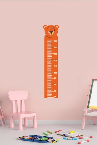 Sevimli Hayvan Ayı Temalı Boy Ölçer Duvar Sticker