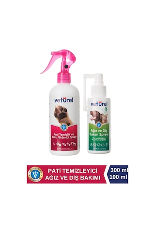 Veturel Köpek Pati TemizlemeTüy Bakım 300 ML + Ağız ve Diş Bakım Spreyi 100 ML