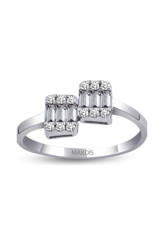 0.10 Karat Baget Pırlanta Yüzük Beyaz Altın