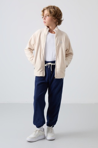 Tommy Life Bej Kalın Yumuşak Dokulu Standart Fit Nakışlı Polar Erkek Çocuk Sweatshirt - 11223 Bej