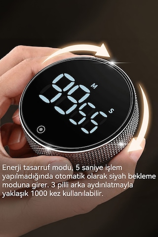 Siyah Büyük Led Göstergeli Dijital Mutfak Manyetik Zamanlayıcı Timer Thr394
