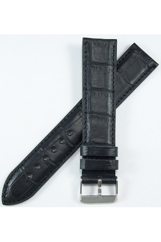 Bizon Ekstra Uzun Deri Saat Kayışı 20mm Siyah Xxl Saat Kordonu