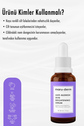 Maruderm Leke Karşıtı ve Beyazlatıcı Cilt Bakım Serumu (Alpha Arbutin %2) 30 ML