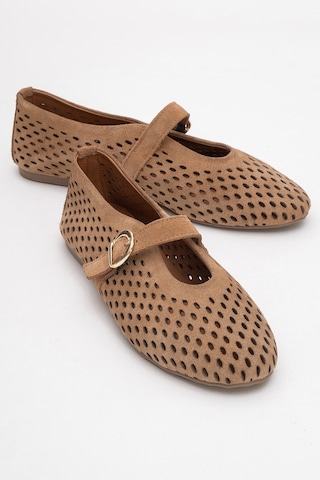 Luvishoes Luvi Shoes Arian Toprak Süet Hakiki Deri Delikli Kadın Babet Ayakkabı Toprak