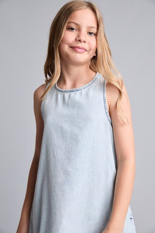 Defacto A Kesim Bisiklet Yaka Açık Mavi Jean Mini Elbise Kız Çocuk I0271a826hsnm39 Mavi-nm39