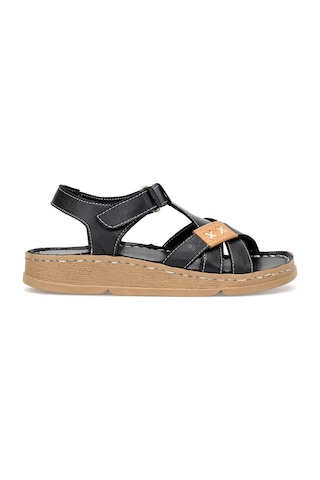 Mammamia D25ys-2440 Kadın Hakiki Deri Düz Sandalet Siyah Siyah