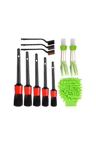 Vkemall 11 Parçalı Araç Temizlik Fırça Seti - Deri, Jant Ve Klima Temizliği İçin Profesyonel Fırçalar