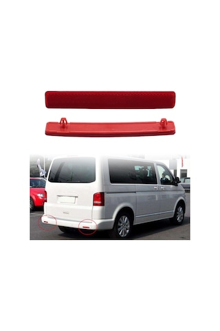 Moveevo Vw T5 Transporter Arka Tampon Reflektör Seti Sol+sağ , Kırmızı Lensli, Oem Yerine Takma Parça 7e0945105 7e0945106