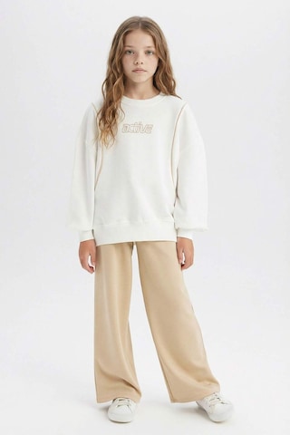 DeFacto Kız Çocuk Oversize Geniş Kalıp Bisiklet Yaka Baskılı Sweatshirt D9784A825SPER105 Ekru