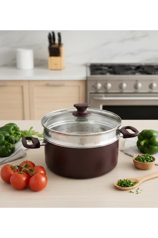 Greenpan Cambridge Red 3 Lü Tencere Seti 16 Cm 20 Cm 24 Cm + 24 Cm Buharda Pişirici Bordo
