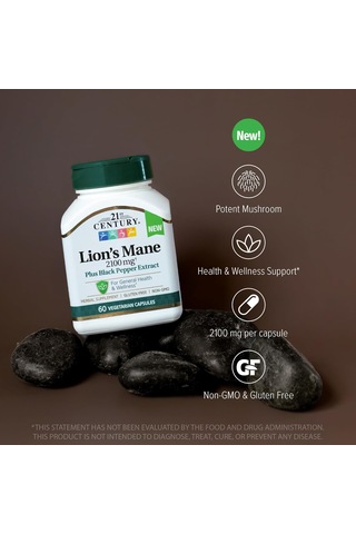 21st Century Lion's Mane Mushrooms Brain & Cognitive 2,100 Mg 60 Vegetarian Caps