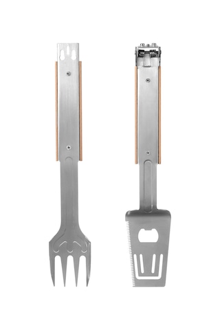 Symbee Çelik Paslanmaz Dışarıda Bbq Mangal Araçları, Ayrılamabilir Tasarım, Gofretli Kenar, Çubuk Ve Spatula, Oyuncaq, 27.8cm, Steak夹 Çok Renkli