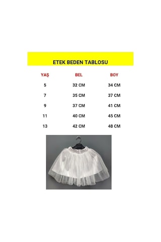 Çello Mello Kız Çocuk Simli Tütü Etek Beyaz Beyaz