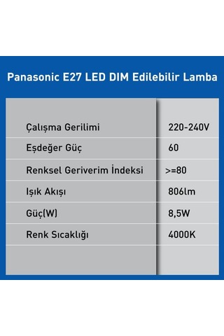 E27 Dim Lamba 8.5w 806lm 4000k Sku: Smg8690010184481 Açık Kahverengi