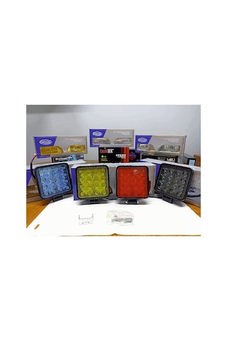 Off Road Sis Farı Sis Lambası 16 Led Kare 2'li Paket Siyah